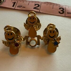Gold-Tone 'MOM' Angel Pin Set - Yellow Accent